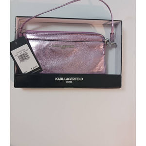 New in Box Metallic Pink Karl Lagerfeld Wristlet